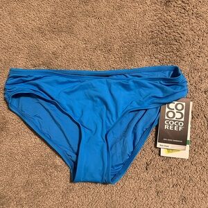 Coco Reef Women's Bikini Bottom Size L Shirred Blue New